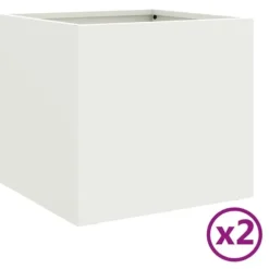 vidaXL plantekasser 2 stk. 32x30x29 cm koldvalset stål hvid - Plantekrukker
