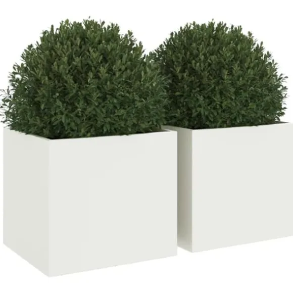 vidaXL plantekasser 2 stk. 32x30x29 cm koldvalset stål hvid - Plantekrukker