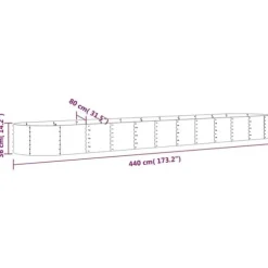 vidaXL plantekrukke 440x80x36 cm pulverlakeret stål sølvfarvet - Plantekrukker