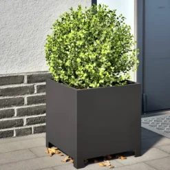 vidaXL plantekrukke 40x40x40 cm stål sort