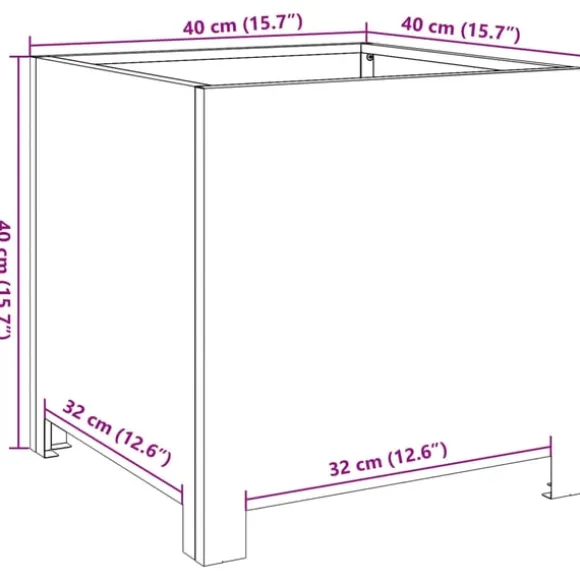 vidaXL plantekrukke 40x40x40 cm stål sort