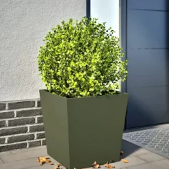 vidaXL plantekrukker 2 stk. 50x50x50 cm stål olivengrøn