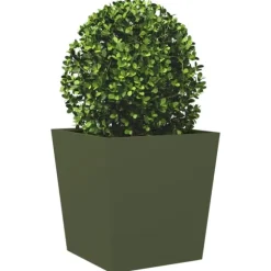 vidaXL plantekrukker 2 stk. 50x50x50 cm stål olivengrøn