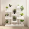 vidaXL plantestativ 104,5x25x109,5 cm massivt fyrretræ hvid - Planteborde