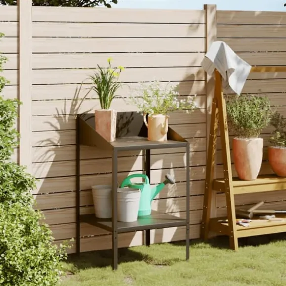 vidaXL plantestativ 56,5x54,5x100 cm galvaniseret stål antracitgrå - Planteborde