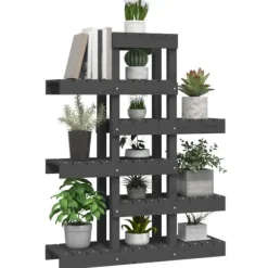 vidaXL plantestativ 85x25x109,5 cm massivt fyrretræ grå - Planteborde