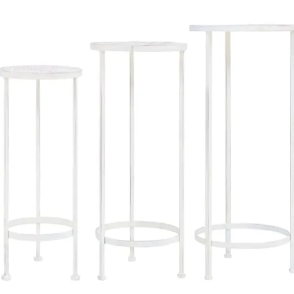vidaXL plantestativer 3 dele vintagestil metal antik hvid - Planteborde