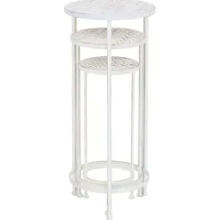 vidaXL plantestativer 3 dele vintagestil metal antik hvid - Planteborde