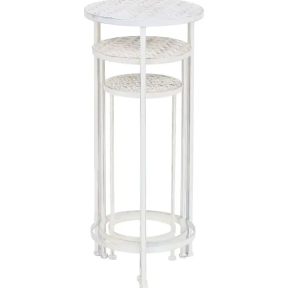 vidaXL plantestativer 3 dele vintagestil metal antik hvid - Planteborde