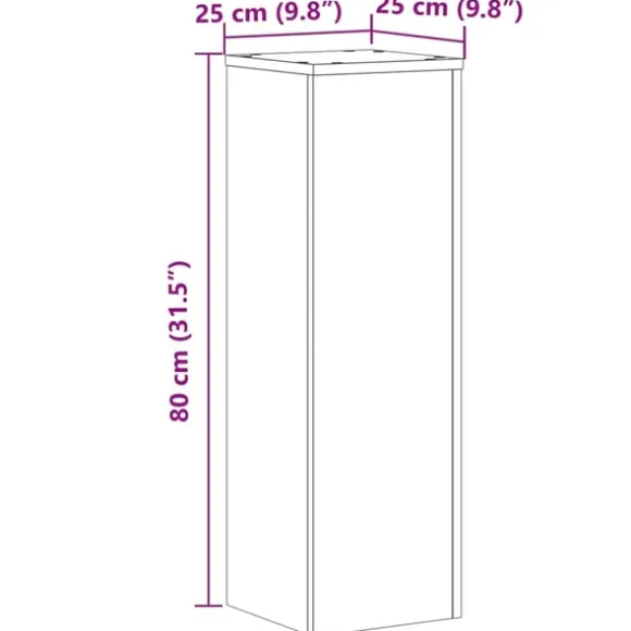 vidaXL plantestativer 2 stk. 25x25x80 cm konstrueret træ sonoma-eg