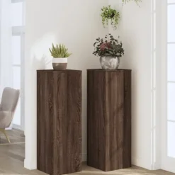 vidaXL plantestativer 2 stk. 33x33x100 cm konstrueret træ brunt eg