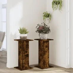 vidaXL plantestativer 2 stk. 30x30x60 cm konstrueret træ røget eg