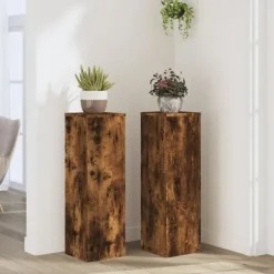 vidaXL plantestativer 2 stk. 25x25x80 cm konstrueret træ røget eg