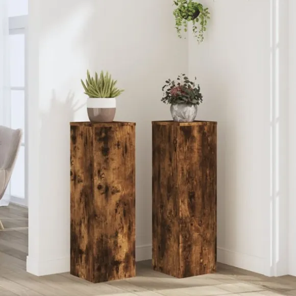 vidaXL plantestativer 2 stk. 25x25x80 cm konstrueret træ røget eg