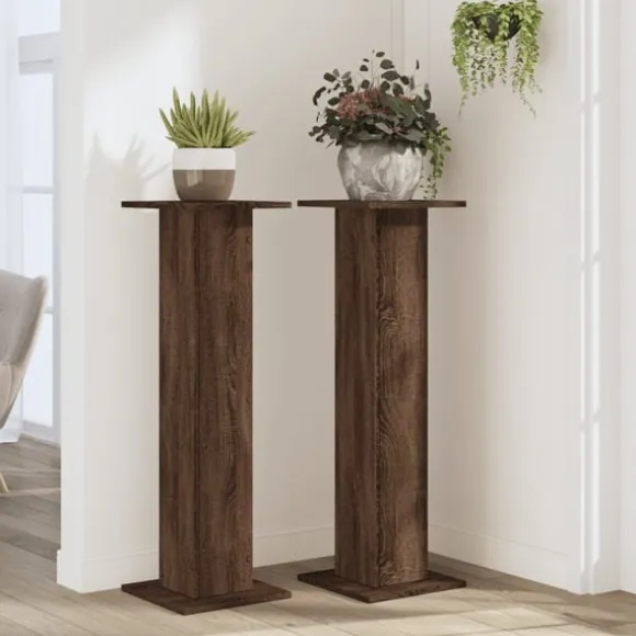 vidaXL plantestativer 2 stk. 30x30x95 cm konstrueret træ brunt eg