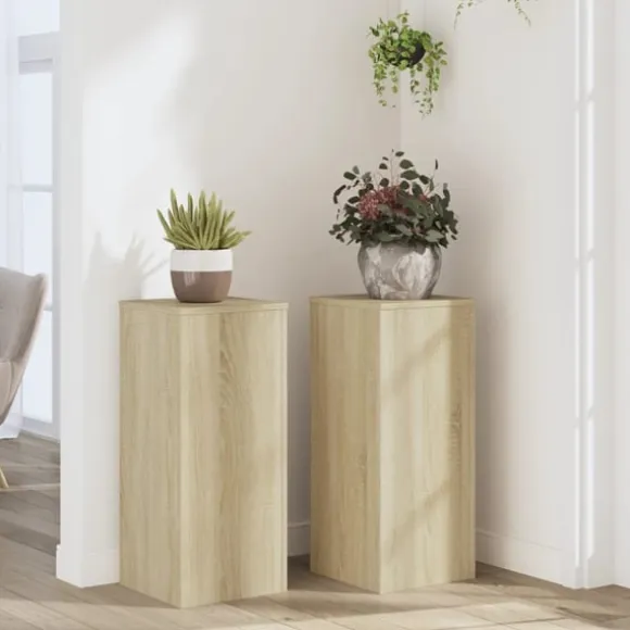 vidaXL plantestativer 2 stk. 30x30x70 cm konstrueret træ sonoma-eg