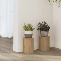 vidaXL plantestativer 2 stk. 10x10x18 cm konstrueret træ egetræsfarvet