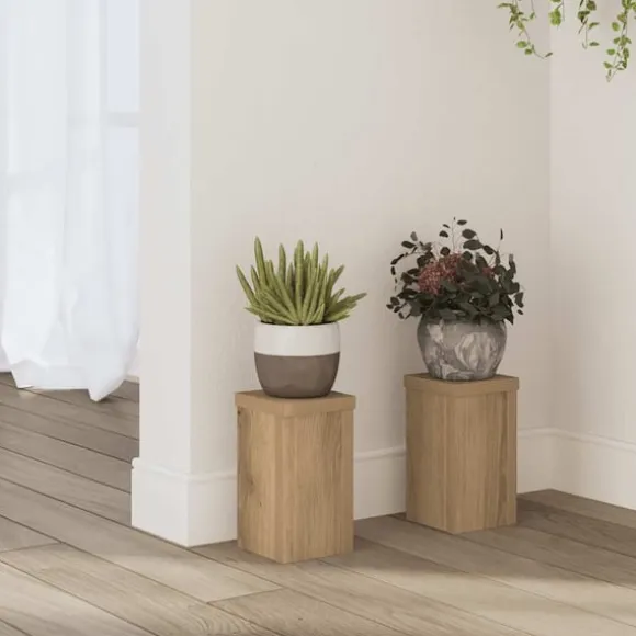 vidaXL plantestativer 2 stk. 10x10x18 cm konstrueret træ egetræsfarvet