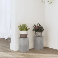 vidaXL plantestativer 2 stk. 10x10x18 cm konstrueret træ betongrå