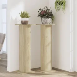 vidaXL plantestativer 2 stk. 30x30x95 cm konstrueret træ sonoma-eg