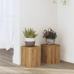 vidaXL plantestativer 2 stk. 15x15x20 cm konstrueret træ egetræsfarvet