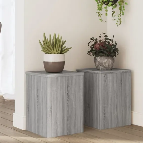 vidaXL plantestativer 2 stk. 25x25x35 cm konstrueret træ grå sonoma-eg