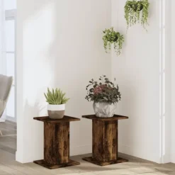 vidaXL plantestativer 2 stk. 30x30x40 cm konstrueret træ røget eg