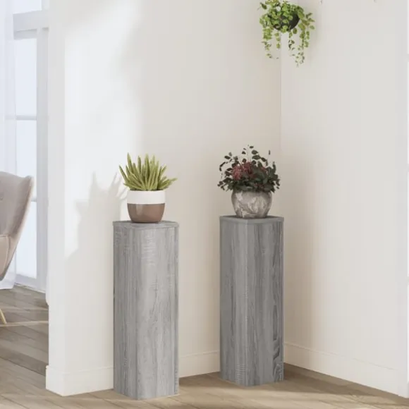 vidaXL plantestativer 2 stk. 17x17x60 cm konstrueret træ grå sonoma-eg