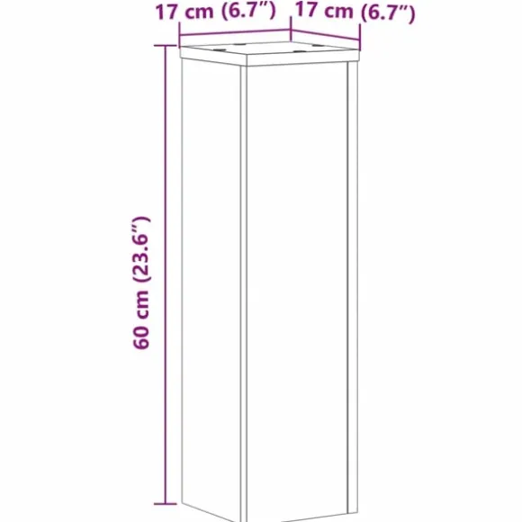 vidaXL plantestativer 2 stk. 17x17x60 cm konstrueret træ grå sonoma-eg
