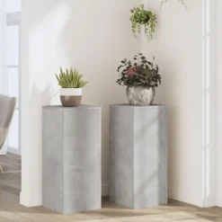 vidaXL plantestativer 2 stk. 30x30x70 cm konstrueret træ betongrå