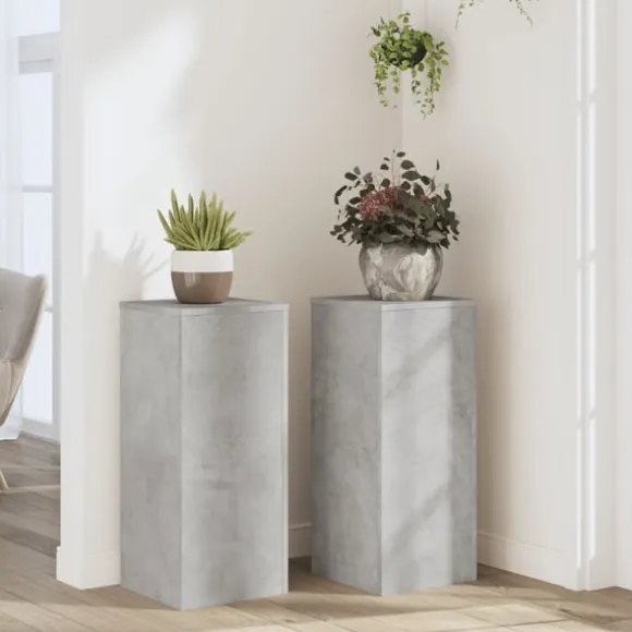 vidaXL plantestativer 2 stk. 30x30x70 cm konstrueret træ betongrå