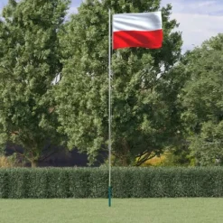 vidaXL Polen flag og flagstang 6,23 m aluminium - Flag & vimpler