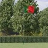 vidaXL Portugal flag og flagstang 5,55 m aluminium