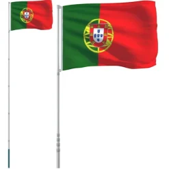 vidaXL Portugal flag og flagstang 5,55 m aluminium