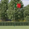 vidaXL Portugal flag og flagstang 5,55 m aluminium - Flag & vimpler
