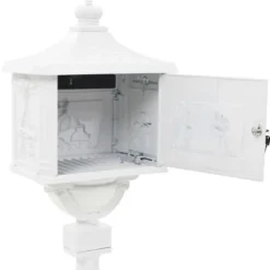 vidaXL postkasse med piedestal aluminium vintagestil rustbestandig hvid - Postkasser