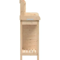 vidaXL pottebænk med skab 110,5x45x124,5 cm massivt grantræ - Planteborde