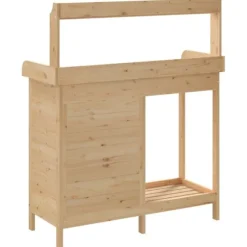 vidaXL pottebænk med skab 110,5x45x124,5 cm massivt grantræ - Planteborde