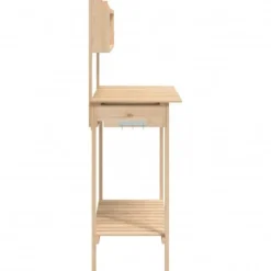 vidaXL pottebænk med vask 147,5x44x139,5 cm massivt grantræ - Planteborde