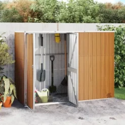 vidaXL redskabsskur til haven 225x89x161 cm galvaniseret stål brun - Skure & Redskabsskure