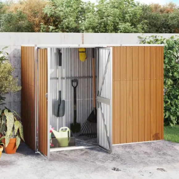 vidaXL redskabsskur til haven 225x89x161 cm galvaniseret stål brun - Skure & Redskabsskure