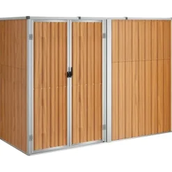vidaXL redskabsskur til haven 225x89x161 cm galvaniseret stål brun - Skure & Redskabsskure