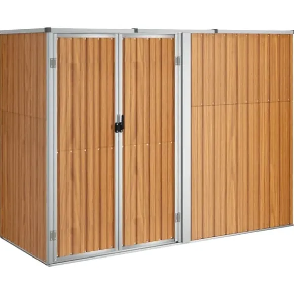 vidaXL redskabsskur til haven 225x89x161 cm galvaniseret stål brun - Skure & Redskabsskure