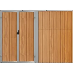 vidaXL redskabsskur til haven 225x89x161 cm galvaniseret stål brun - Skure & Redskabsskure