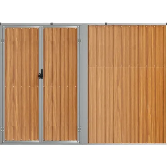 vidaXL redskabsskur til haven 225x89x161 cm galvaniseret stål brun - Skure & Redskabsskure