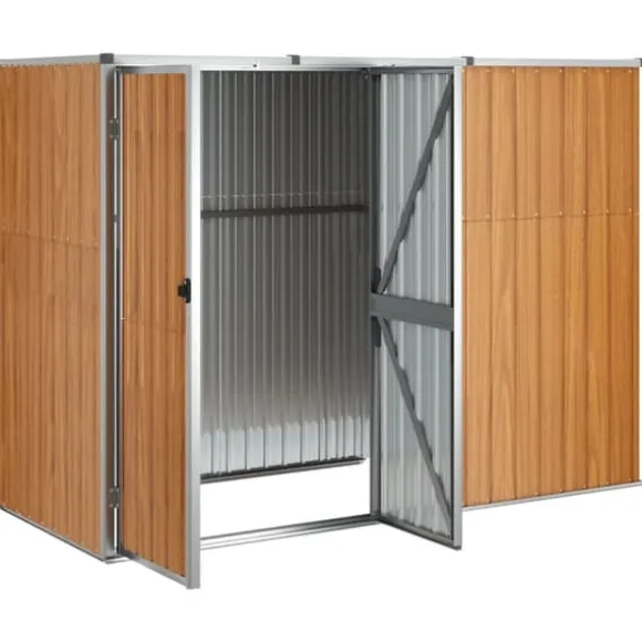vidaXL redskabsskur til haven 225x89x161 cm galvaniseret stål brun - Skure & Redskabsskure