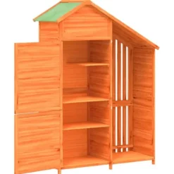 vidaXL redskabsskur til haven 120x53,5x170 cm massivt fyrretræ brun - Skure & Redskabsskure