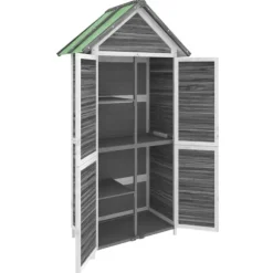 vidaXL redskabsskur til haven 89x52,5x175 cm massivt fyrretræ grå - Skure & Redskabsskure