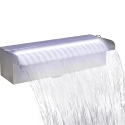 vidaXL rektangulær vandfaldsfontæne med LED-lys rustfrit stål 30 cm - Fontæner