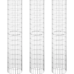 vidaXL rundt gabion-havebede 3 stk. Ø30x150 cm galvaniseret stål - Plantekrukker